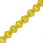 Faceted glass bicone beads 6mm Tranparent yellow
